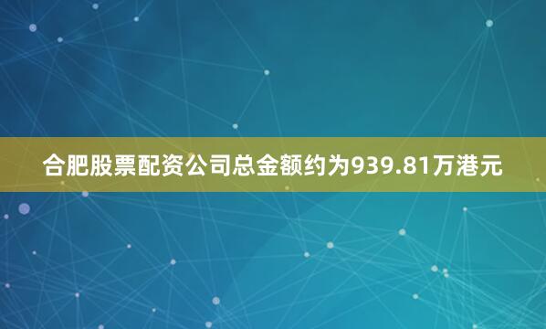 合肥股票配资公司总金额约为939.81万港元